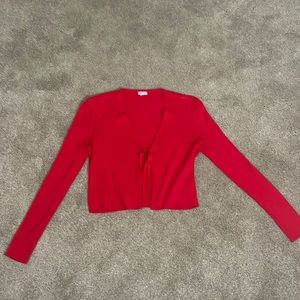 Garage red tie cardigan
